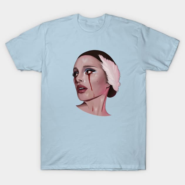 Black Swan Pink T-Shirt by thelamehuman